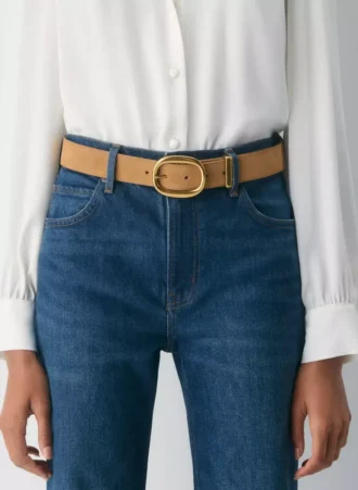 Cinturón ancho de ante y latón macizo para toda la vida