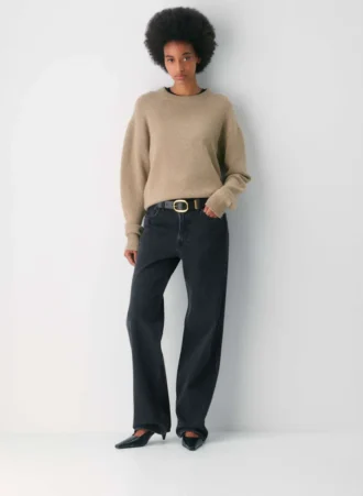 Cinturón ancho de cuero liso y latón macizo Lifetime