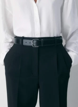 Cinturón ancho de cuero y latón macizo Essential