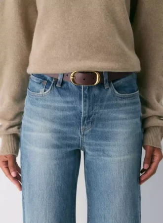 Cinturón ancho de cuero y latón macizo Halo