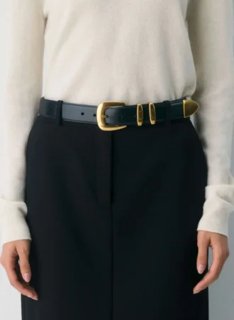 Cinturón ancho de cuero y latón macizo Legendary