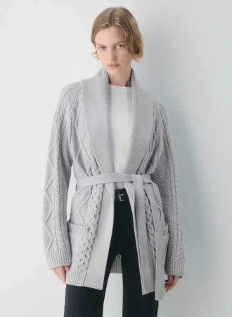 Cárdigan abierto de punto tradicional de lana merino