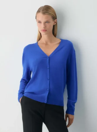 Cárdigan con cuello en V de lana merino Bare