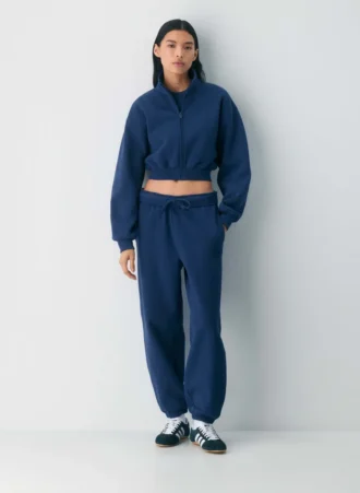 Sudadera acogedora Boyfriend Mock Crop Zip-up